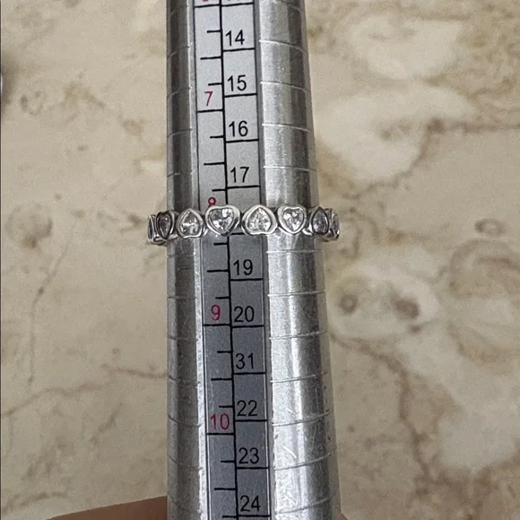 Pandora ALE 925 Sterling Silver Forever More Clear CZ Hearts Stacking Band Ring - Picture 7 of 7